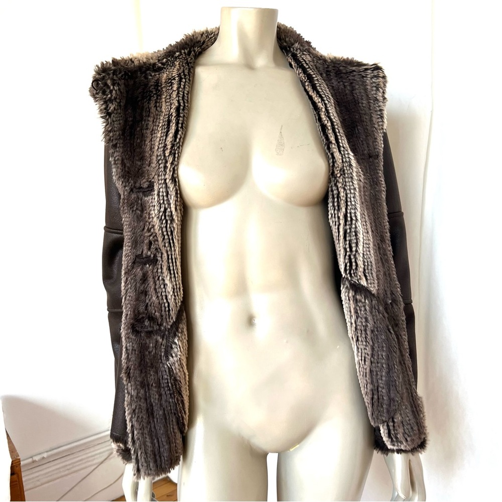 CHICO’s Brown Faux Fur Trimmed Women's Jacket - Picture 13 of 16